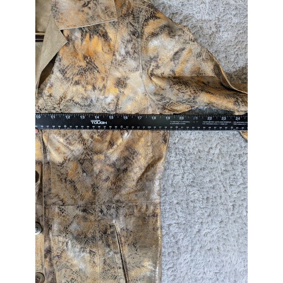 Chico’s Size 0/S/4 Reversible Tan Suede Metallic Snakeskin Leather Jacket Coat - Picture 5 of 10